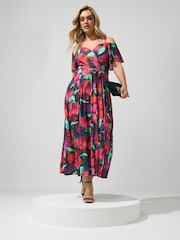 Yours Curve Purple London Cold Shoulder Maxi Dress - Image 2 of 5