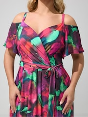 Yours Curve Purple London Cold Shoulder Maxi Dress - Image 4 of 5