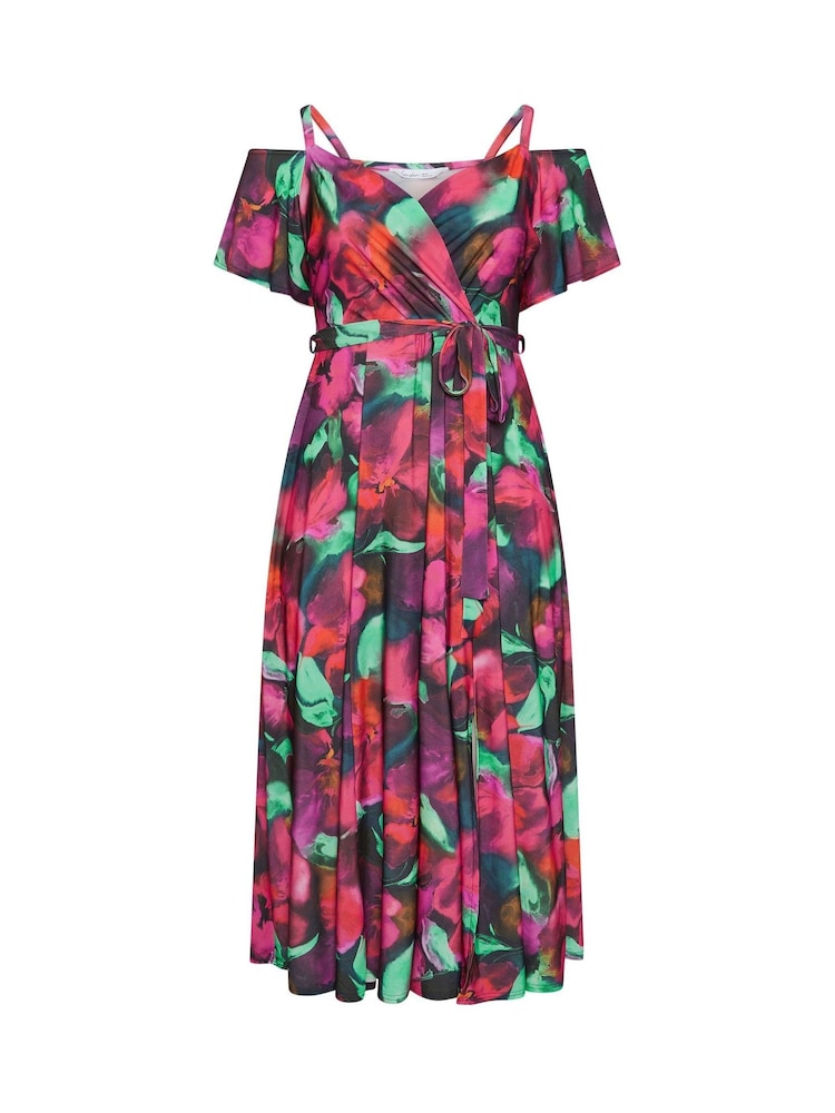 Yours Curve Purple London Cold Shoulder Maxi Dress - Image 5 of 5