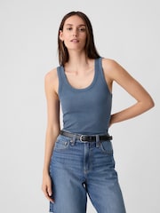 Gap Blue Soft Ribbed Sleeveless Vest Top - Image 1 of 5