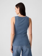 Gap Blue Soft Ribbed Sleeveless Vest Top - Image 2 of 5