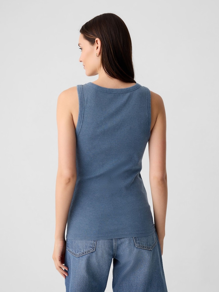 Gap Blue Soft Ribbed Sleeveless Vest Top - Image 2 of 5