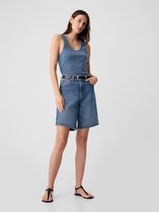 Gap Blue Soft Ribbed Sleeveless Vest Top - Image 3 of 5