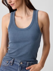 Gap Blue Soft Ribbed Sleeveless Vest Top - Image 4 of 5
