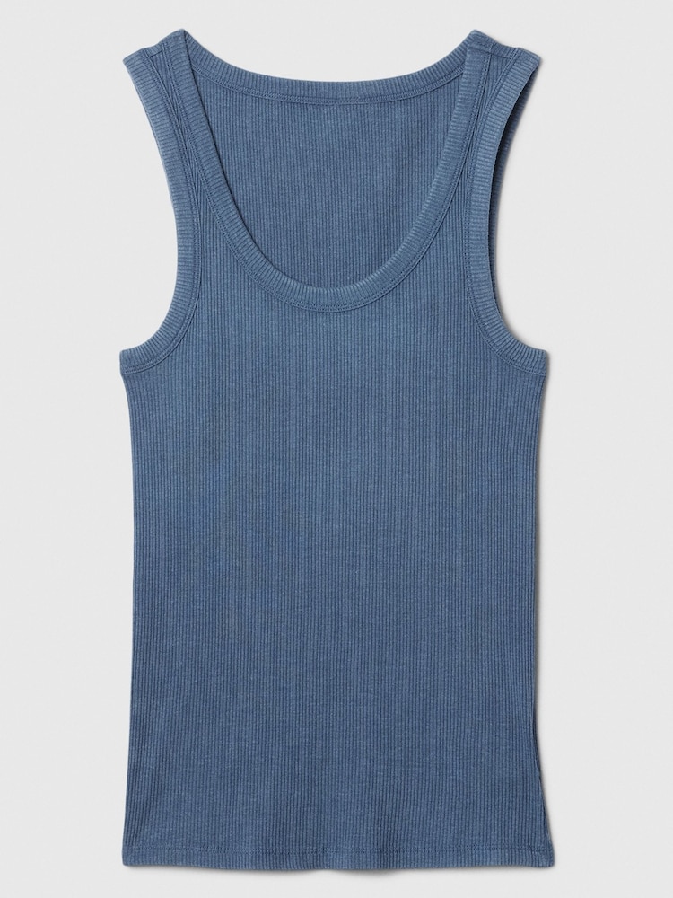 Gap Blue Soft Ribbed Sleeveless Vest Top - Image 5 of 5