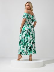 Yours Curve Green London Cold Shoulder Maxi Dress - Image 2 of 4