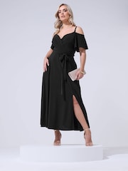 Yours Curve Black London Cold Shoulder Maxi Dress - Image 1 of 5