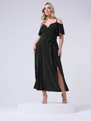 Yours Curve Black London Cold Shoulder Maxi Dress - Image 2 of 5
