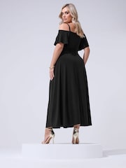 Yours Curve Black London Cold Shoulder Maxi Dress - Image 3 of 5