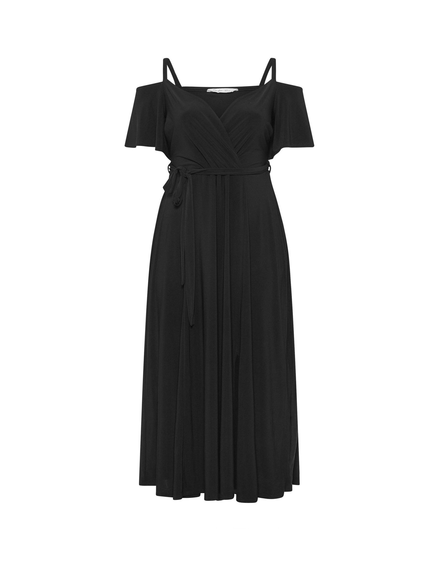 black cold shoulder skater dress boohoo Women's Plus Bardot Off-Shoulder Skater Dress in Black | Size: 24
