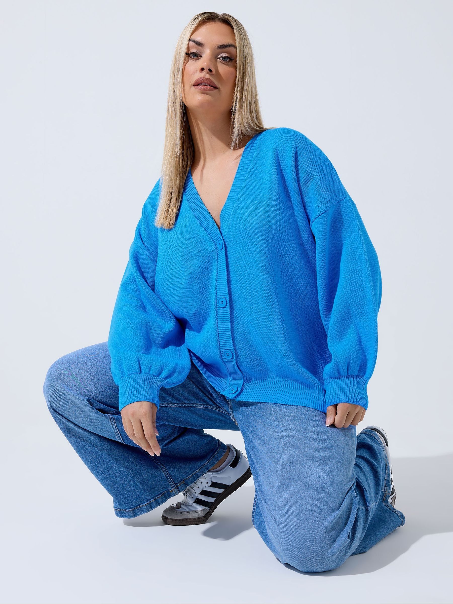 Buy Yours Curve Blue Limited Balloon Sleeve Cardigan from the Next
