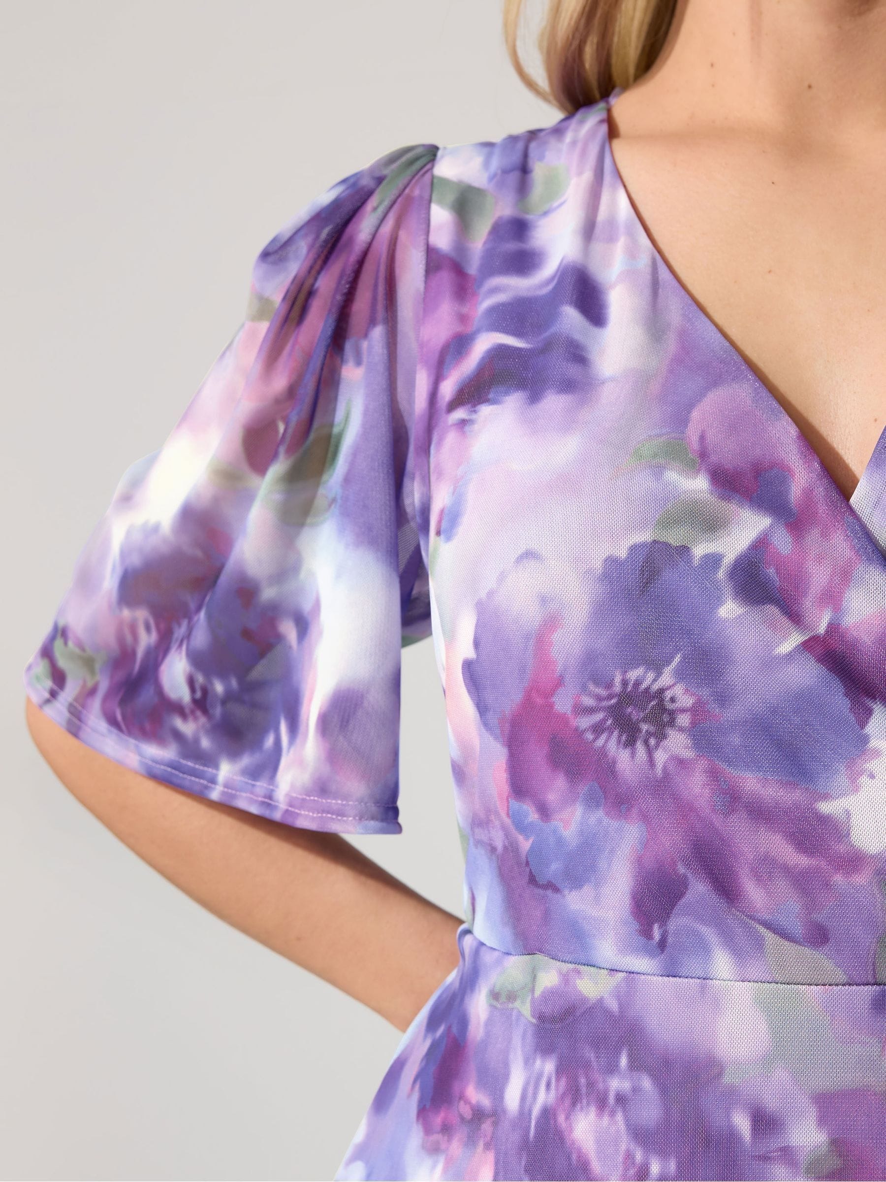 purple ruffle wrap dress Sparkle Wrap Ruffle Mini Dress
