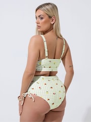 Yours Curve Green Limited Gingham Fruit Bikini Top - Image 3 of 6