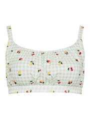 Yours Curve Green Limited Gingham Fruit Bikini Top - Image 5 of 6