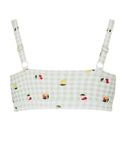 Yours Curve Green Limited Gingham Fruit Bikini Top - Image 6 of 6