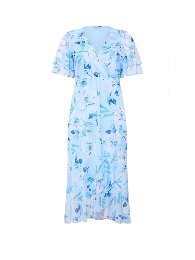 أزرق مشجر - Yours Curve London Mesh Wrap Ruffle Dress - Image 5 of 5 أزرق مشجر - Yours Curve London Mesh Wrap Ruffle Dress - Image 5 of 5