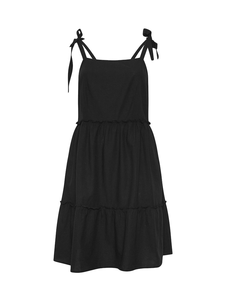 Yours Curve Black Linen Blend Tiered Smock Dress - Image 5 of 5
