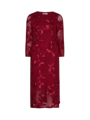 Yours Curve Red London Mesh Applique Long Sleeve Maxi Dress - Image 5 of 5