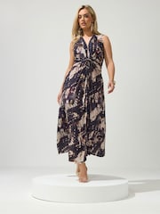 Yours Curve Brown London Abstract ITY Knot Dress - Image 1 of 5