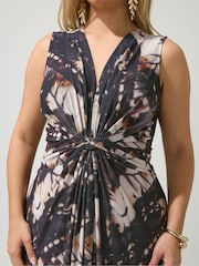 Yours Curve Brown London Abstract ITY Knot Dress - Image 4 of 5