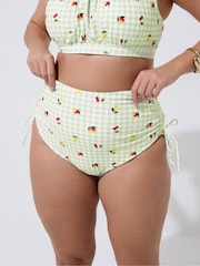Yours Curve Green Limited Gingham Knitted Bikini - Image 1 of 6
