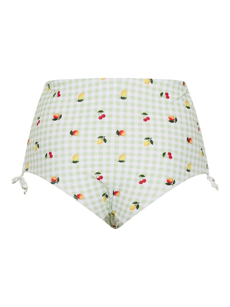 Yours Curve Green Limited Gingham Knitted Bikini - Image 6 of 6