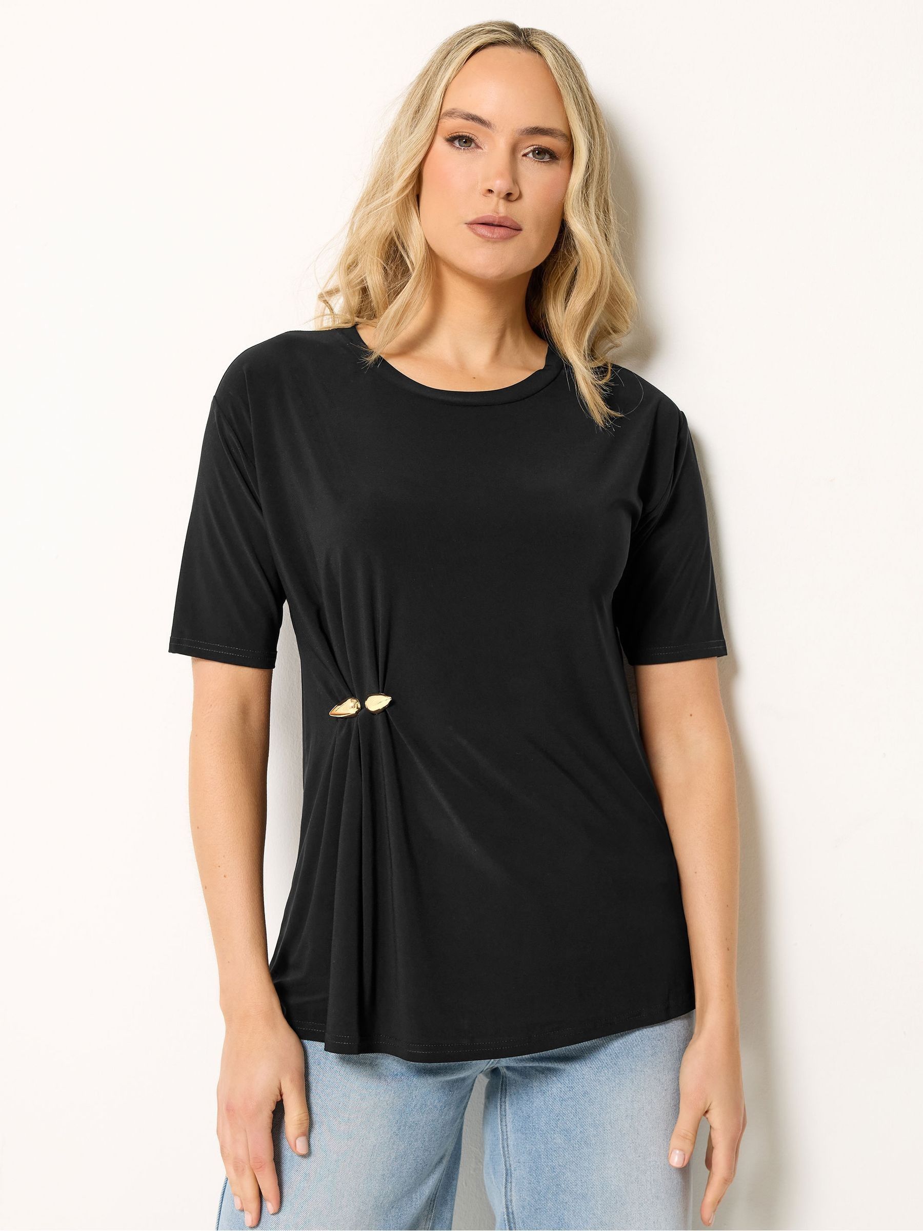 Long Tall Sally Women's Tall Metal Detail Oversized T-Shirt in Black | Size: 20 - Image 2