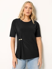 Long Tall Sally Black Metal Detail Oversized T-Shirt - Image 1 of 5