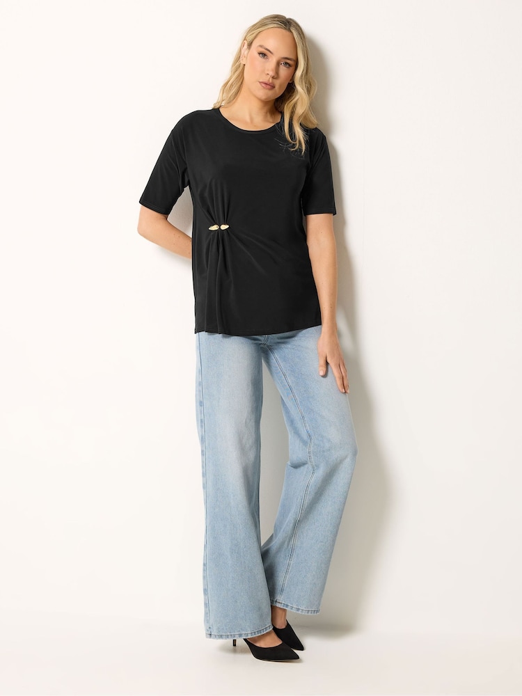 Long Tall Sally Black Metal Detail Oversized T-Shirt - Image 2 of 5