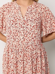 Yours Curve Orange Placket Tiered Dress - Image 4 of 5