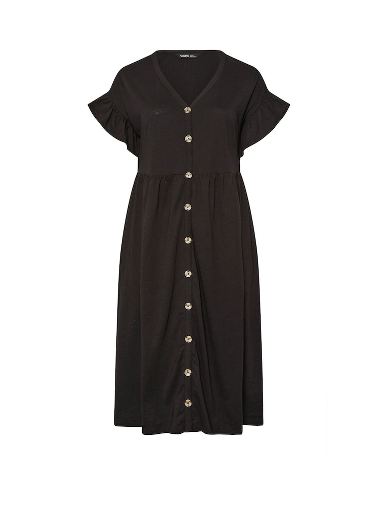 Yours Curve Black Peplum Midi Dress - Image 5 of 5 Yours Curve Black Peplum Midi Dress - Image 5 of 5