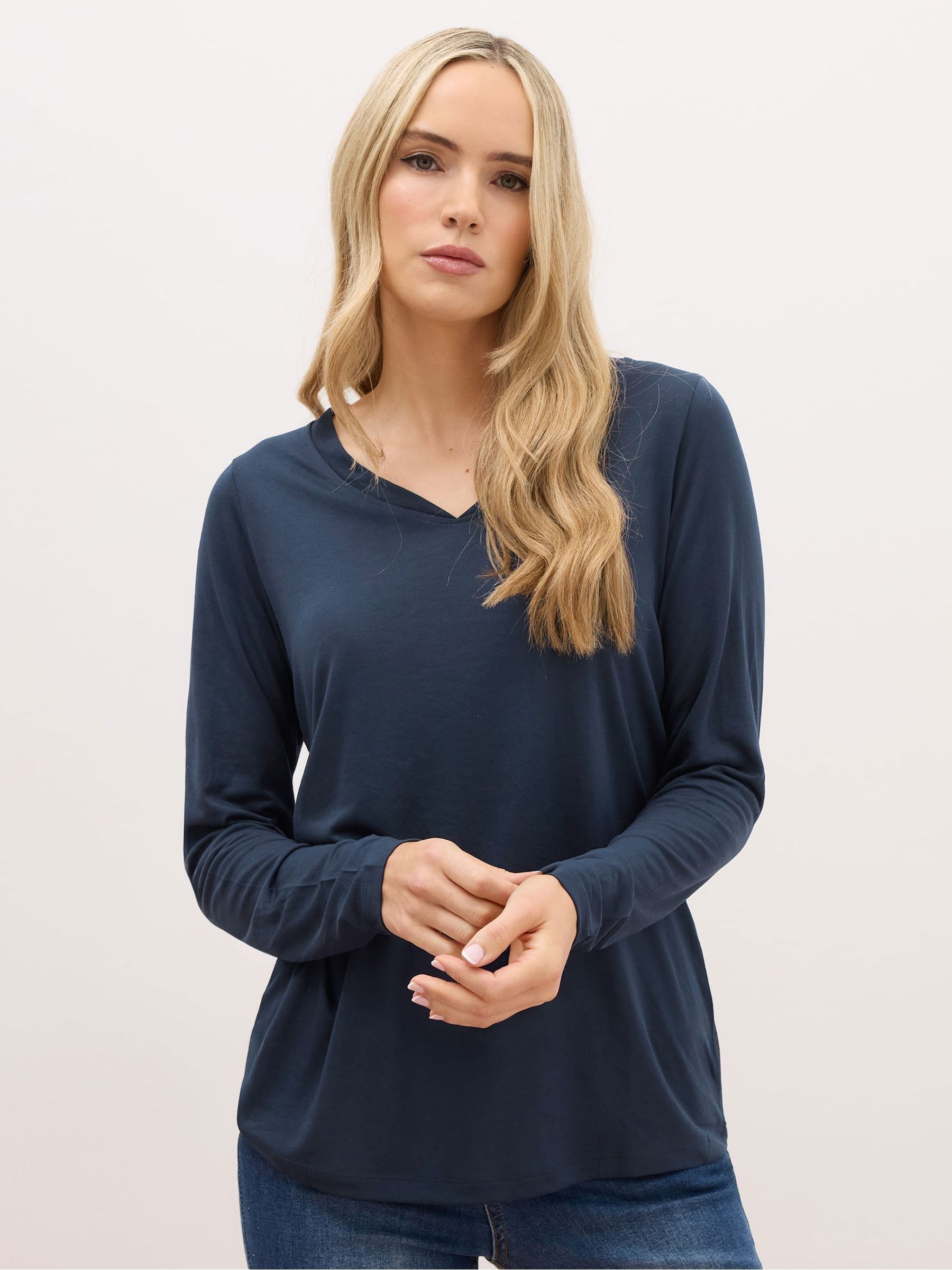 Long Tall Sally Women's Blue Tall Long Sleeve V-Neck Top In Size 20 - Image 2