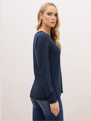 Long Tall Sally Blue Long Sleeve V-Neck Top - Image 3 of 5