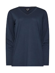 Long Tall Sally Blue Long Sleeve V-Neck Top - Image 5 of 5