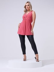 Yours Curve Pink London Sleeveless Knot Front Top - Image 2 of 5