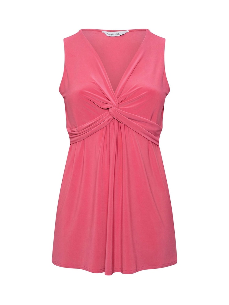Yours Curve Pink London Sleeveless Knot Front Top - Image 5 of 5