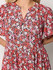 Yours Curve Red Placket Tiered Dress - Image 4 of 5