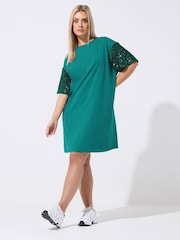Yours Curve Green Limited Sequin Sleeve Mini Dress - Image 2 of 5