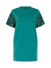 Yours Curve Green Limited Sequin Sleeve Mini Dress - Image 5 of 5