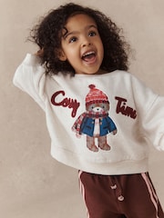 Cream Bear Crew Neck Sweatshirt (3mths-7yrs) - Image 1 of 9