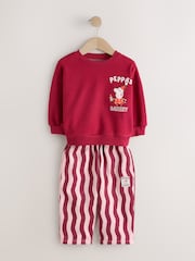 أحمر/وردي - Peppa Pig Christmas Sweatshirt and Trousers Set (9mths-7yrs) - Image 4 of 8