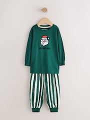 Green/White Stripe Bottoms Christmas Pyjamas (9mths-12yrs) - Image 1 of 4