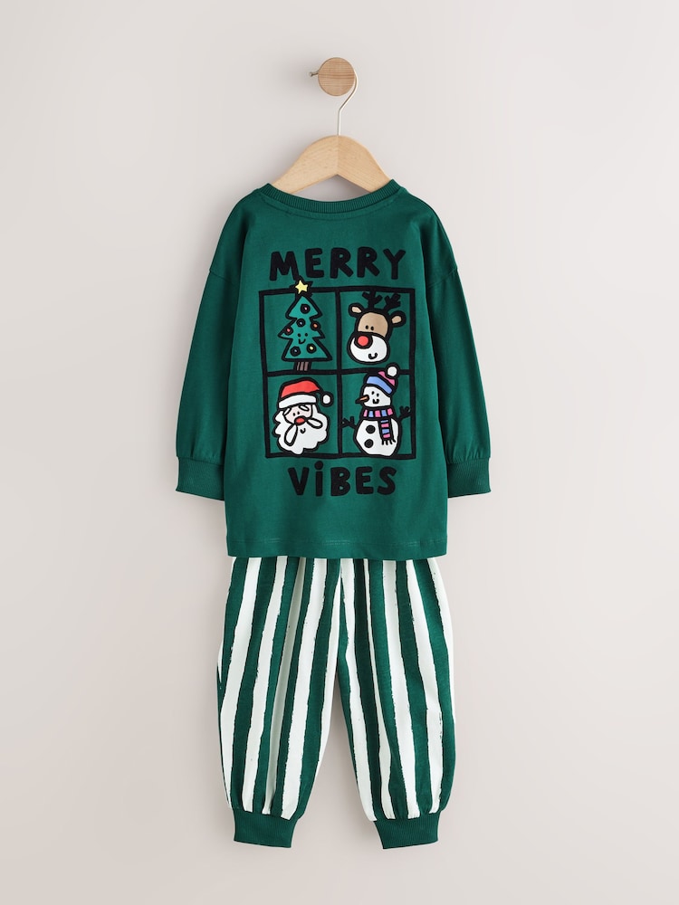 Green/White Stripe Bottoms Christmas Pyjamas (9mths-12yrs) - Image 2 of 4 Green/White Stripe Bottoms Christmas Pyjamas (9mths-12yrs) - Image 2 of 4