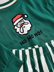 Green/White Stripe Bottoms Christmas Pyjamas (9mths-12yrs) - Image 4 of 4