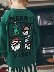 Green/White Stripe Bottoms Christmas Pyjamas (9mths-10yrs) - Image 5 of 9