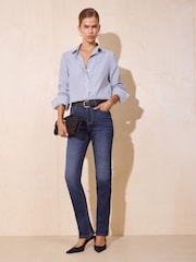 Friends Like These Dark Wash Full Length Stovepipe Straight Leg Denim Jeans - Image 5 of 6