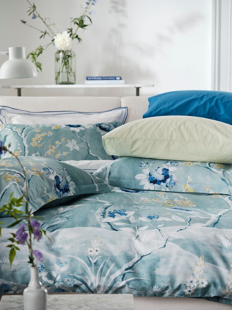 Designers Guild Delft Blue Manohari 250 Thread Count Duvet Cover Set - Image 1 of 4 Designers Guild Delft Blue Manohari 250 Thread Count Duvet Cover Set - Image 1 of 4