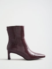 Love & Roses Burgundy Red Faux Leather Mid Heeled Ankle Boots - Image 4 of 6