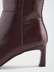 Love & Roses Burgundy Red Faux Leather Mid Heeled Ankle Boots - Image 5 of 6