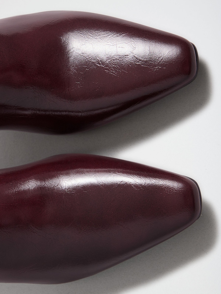 Love & Roses Burgundy Red Faux Leather Mid Heeled Ankle Boots - Image 6 of 6 Love & Roses Burgundy Red Faux Leather Mid Heeled Ankle Boots - Image 6 of 6